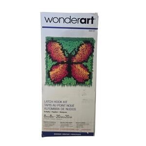NEW Wonderart Latch Hook Kit 8” X 8” Butterfly Tiny Rug Art Activity Monarch